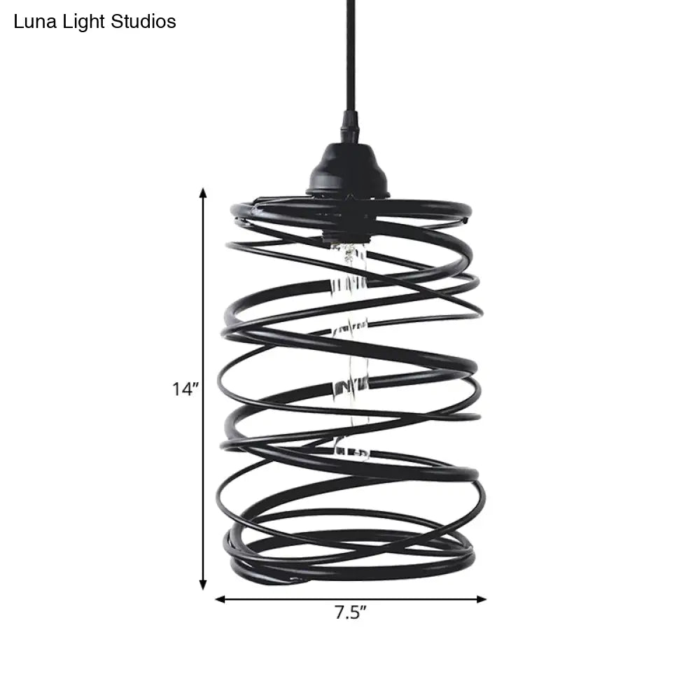 Swirl Shade Pendant Lighting - Industrial Style Metal Ceiling Light Fixture With Ribbon Design In