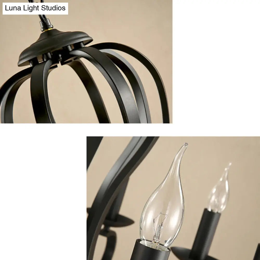 Swirled Black Arm Pendant Chandelier - Classic Metal Design With 3/5/6 Lights For Living Room