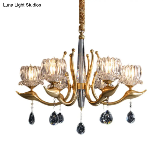 Swirling Arms Crystal Floral Pendant Chandelier - Modern 6/8 Bulbs Elegant Draping Perfect For