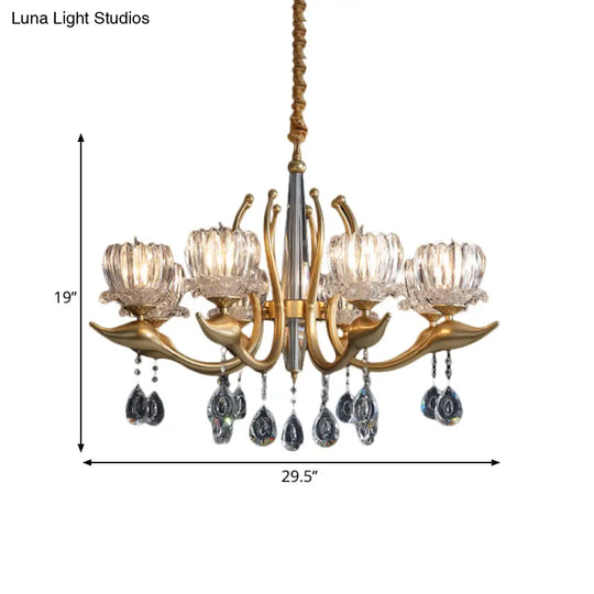 Swirling Arms Crystal Floral Pendant Chandelier - Modern 6/8 Bulbs Elegant Draping Perfect For