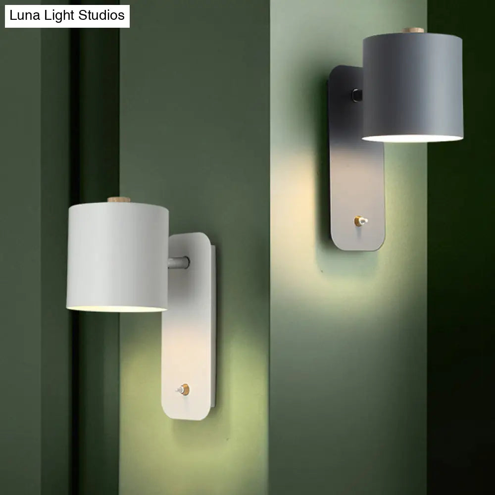 Swivel Cylinder Reading Lamp - Nordic Metal Wall Light With Power Button