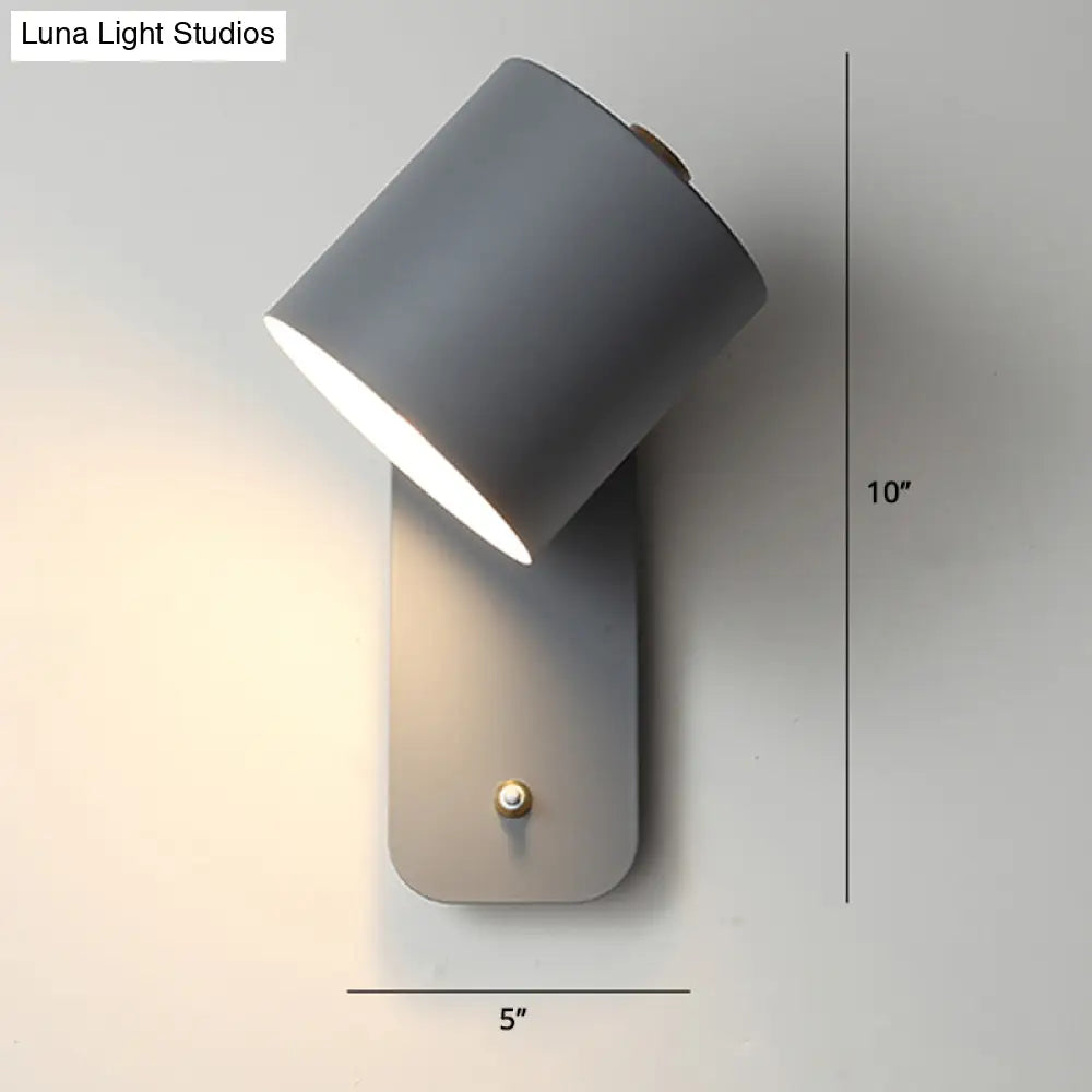 Swivel Cylinder Reading Lamp - Nordic Metal Wall Light With Power Button