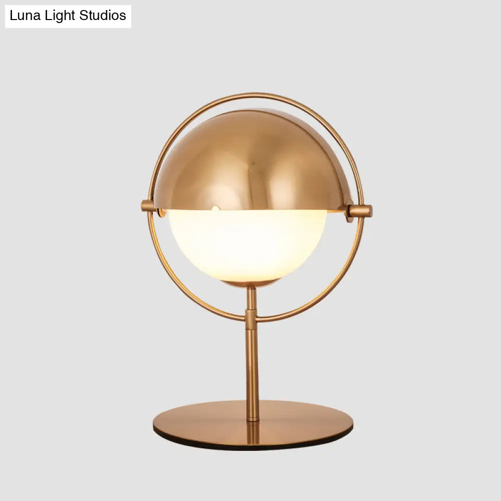 Swivel Globe Table Lamp - Opaline Glass 1-Light Night Light For Bedroom