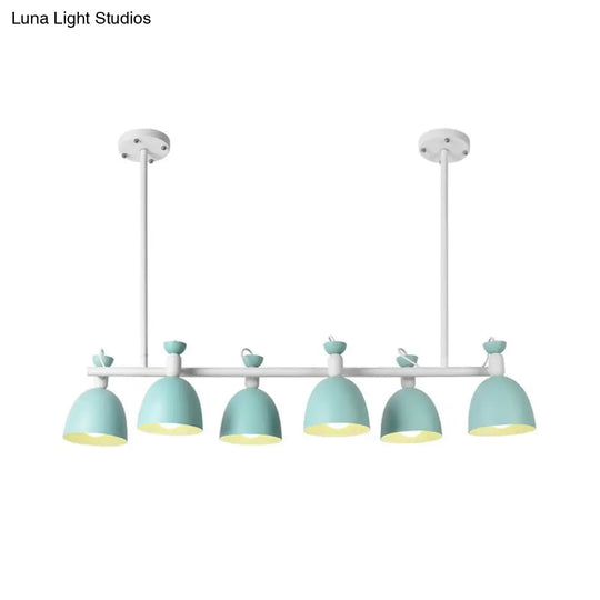 Swivelable Macaron Island Pendant In Grey/Blue/Green For Dining Room With 4/6 Bulbs