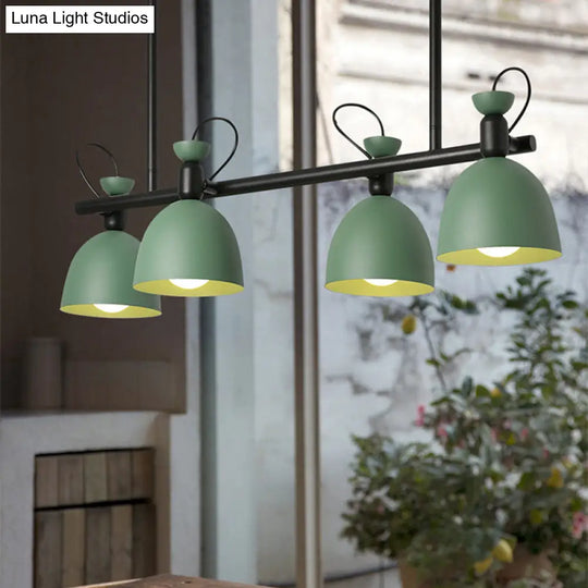 Swivelable Macaron Island Pendant In Grey/Blue/Green For Dining Room With 4/6 Bulbs