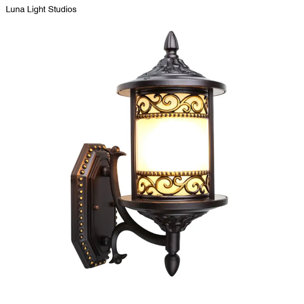 Swoop Opal Glass Sconce Lamp - Countryside Single Head Wall Light (Dark Coffee)