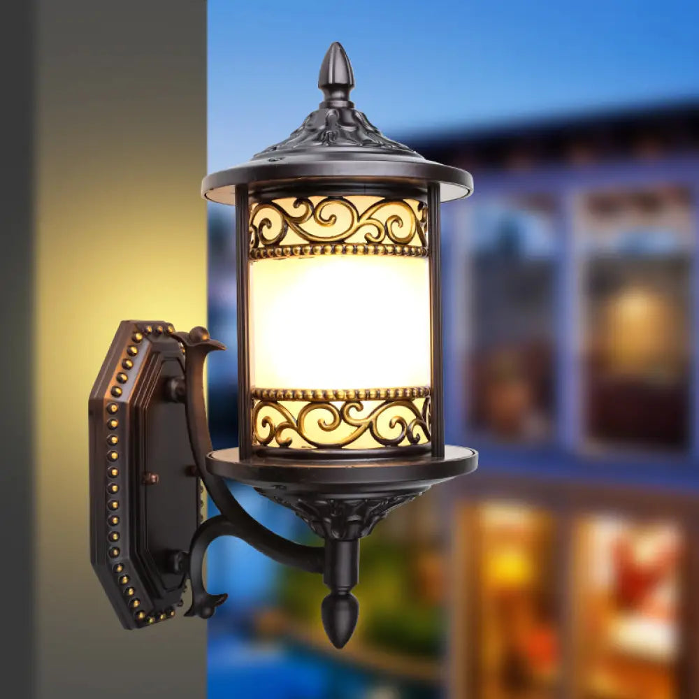 Swoop Opal Glass Sconce Lamp - Countryside Single Head Wall Light (Dark Coffee) Dark Coffee