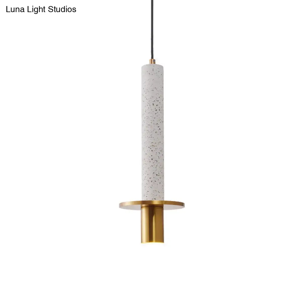 Marbled Sword Pendant Ceiling Light With Led And Brass Finish For Dining Room Beige