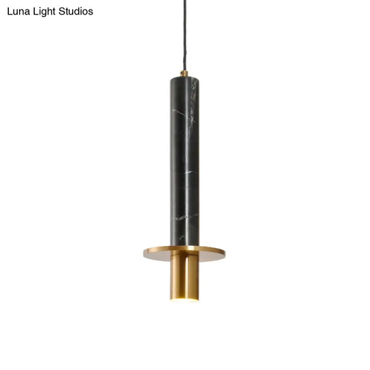 Sword Pendant Ceiling Light - Designer Marble Dining Room Led Hanging Lamp Black/White/Beige & Brass