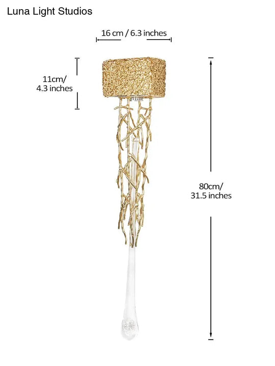 Tamara - Vintage Crystal Gold Water Drop Glass Wall Lamp