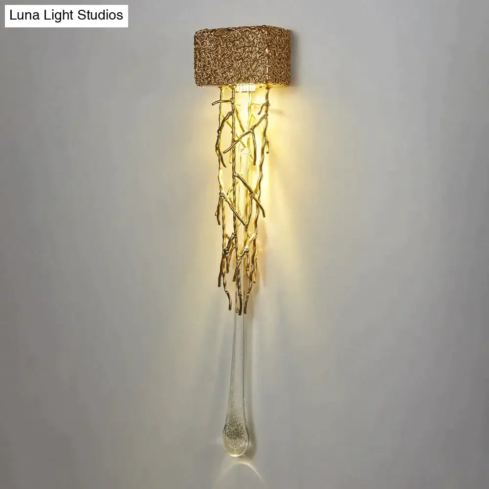 Tamara - Vintage Crystal Gold Water Drop Glass Wall Lamp