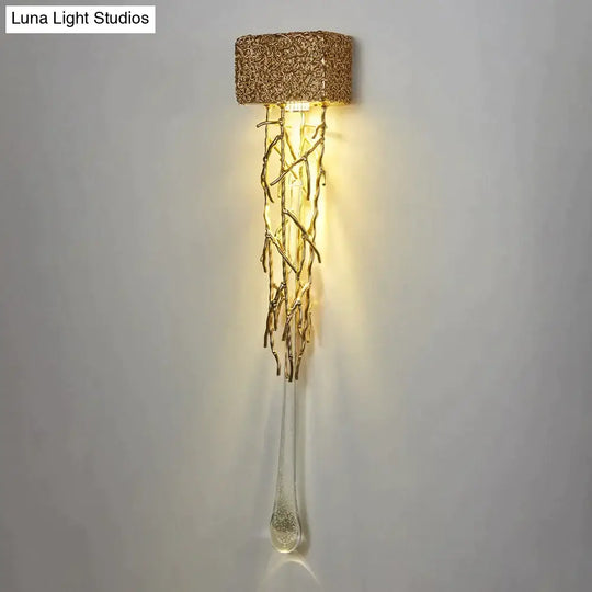 Tamara - Vintage Crystal Gold Water Drop Glass Wall Lamp