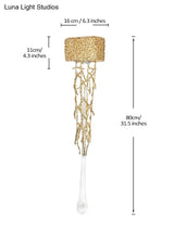 Tamara - Vintage Crystal Gold Water Drop Glass Wall Lamp