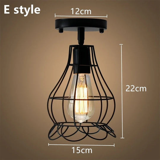 Tamia - Modern Led Ceiling Lights Adjustable Angle Iron Cage Loft Bulb Lamps E27 Industrial Indoor