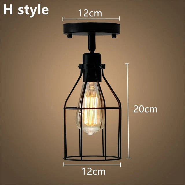 Tamia - Modern Led Ceiling Lights Adjustable Angle Iron Cage Loft Bulb Lamps E27 Industrial Indoor