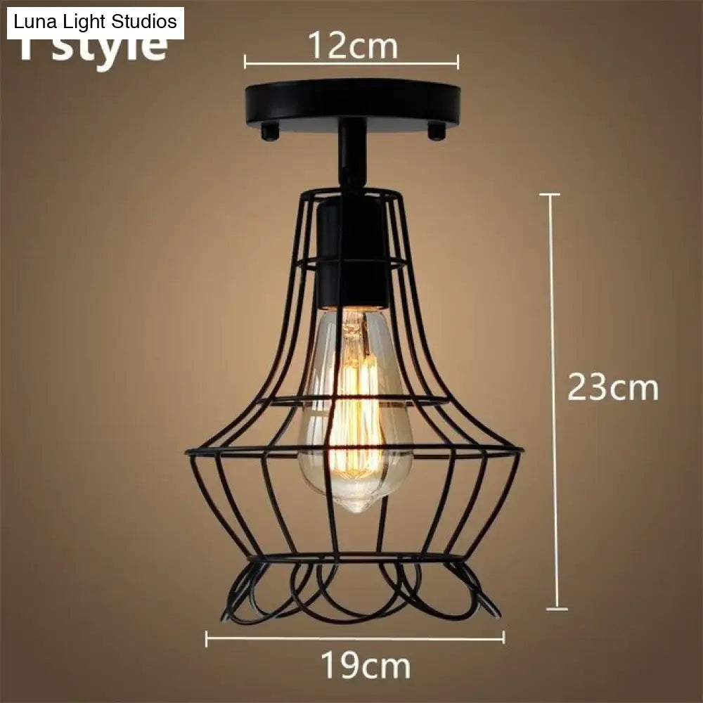 Tamia - Modern Led Ceiling Lights Adjustable Angle Iron Cage Loft Bulb Lamps E27 Industrial Indoor