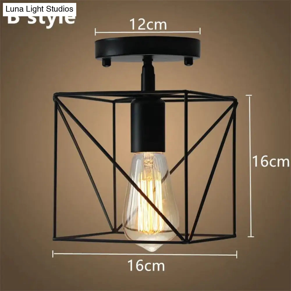 Tamia - Modern Led Ceiling Lights Adjustable Angle Iron Cage Loft Bulb Lamps E27 Industrial Indoor