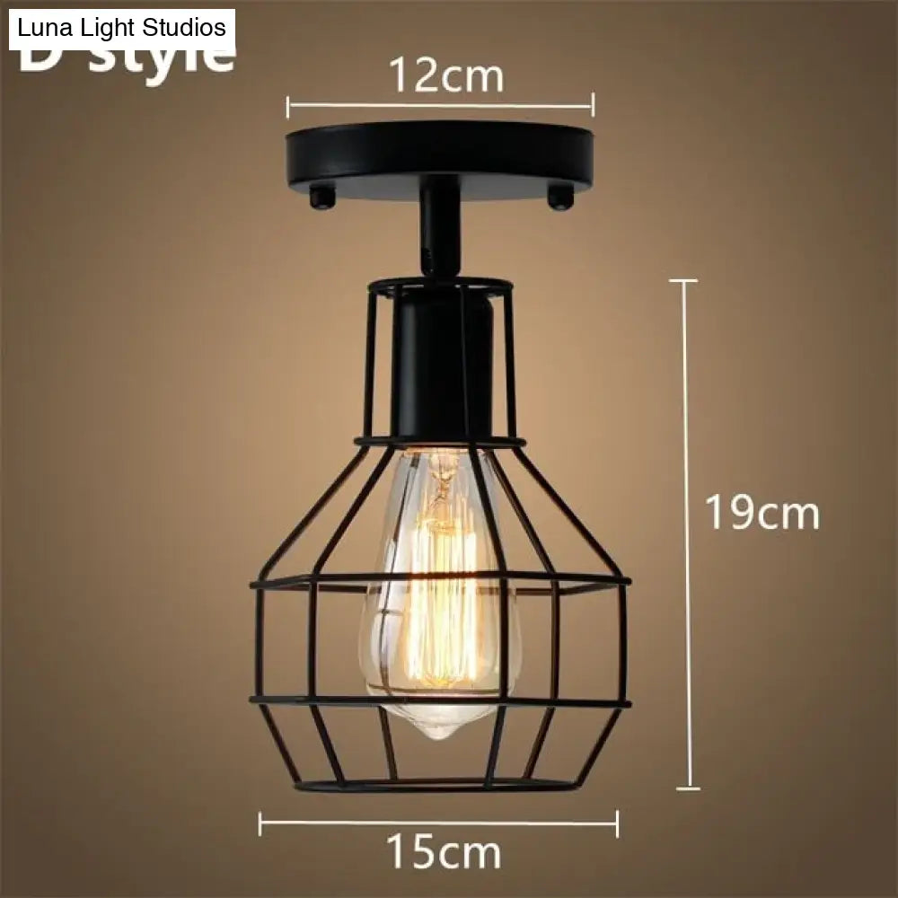 Tamia - Modern Led Ceiling Lights Adjustable Angle Iron Cage Loft Bulb Lamps E27 Industrial Indoor