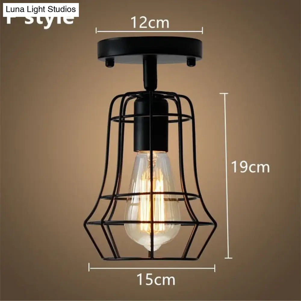 Tamia - Modern Led Ceiling Lights Adjustable Angle Iron Cage Loft Bulb Lamps E27 Industrial Indoor