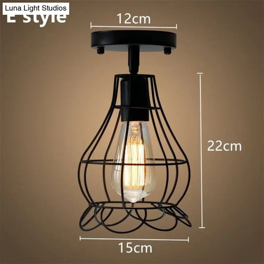 Tamia - Modern Led Ceiling Lights Adjustable Angle Iron Cage Loft Bulb Lamps E27 Industrial Indoor