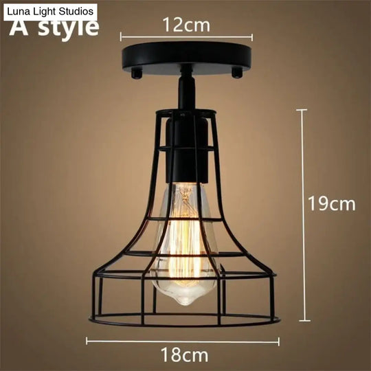 Tamia - Modern Led Ceiling Lights Adjustable Angle Iron Cage Loft Bulb Lamps E27 Industrial Indoor