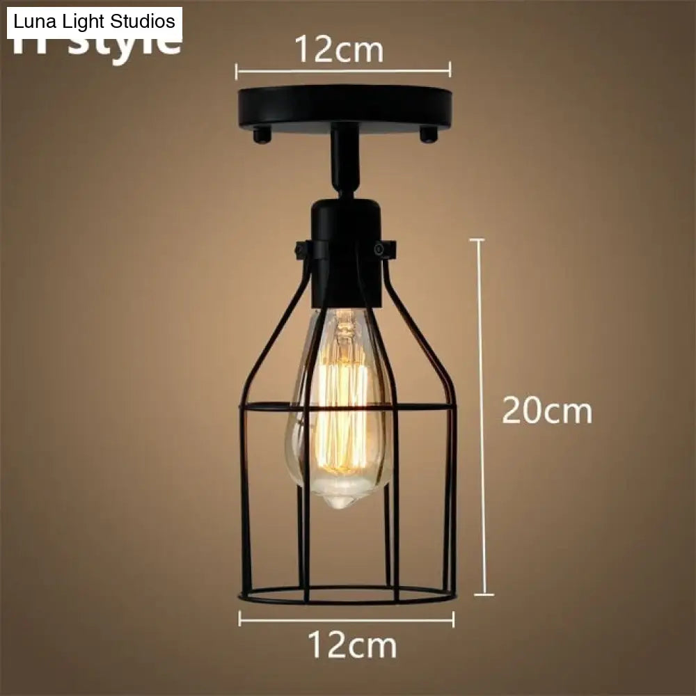 Tamia - Modern Led Ceiling Lights Adjustable Angle Iron Cage Loft Bulb Lamps E27 Industrial Indoor