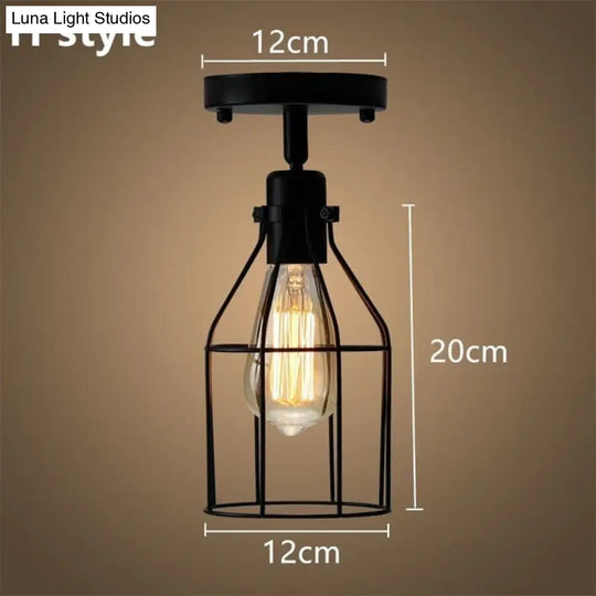 Tamia - Modern Led Ceiling Lights Adjustable Angle Iron Cage Loft Bulb Lamps E27 Industrial Indoor