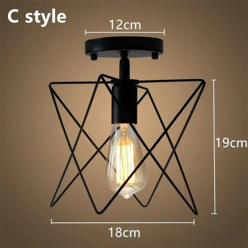 Tamia - Modern Led Ceiling Lights Adjustable Angle Iron Cage Loft Bulb Lamps E27 Industrial Indoor