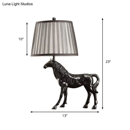 Antiqued White Animal Base Desk Lamp With Tapered Table Light