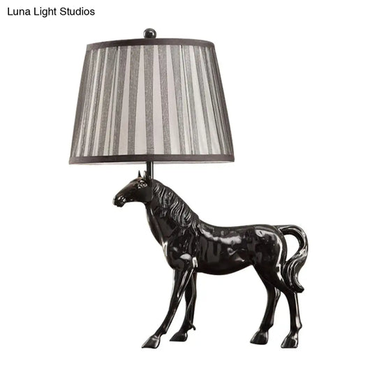 Antiqued White Animal Base Desk Lamp With Tapered Table Light