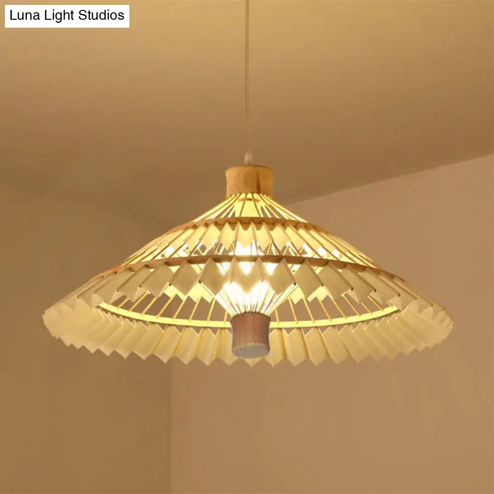 Tapered Bamboo Pendant Light - 1 Bulb 19.5/23.5 Wide Beige Hanging Lamp Kit