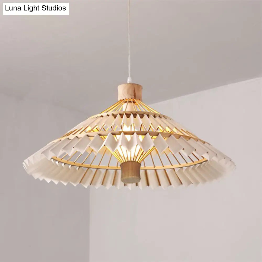 Tapered Bamboo Pendant Light - 1 Bulb 19.5/23.5 Wide Beige Hanging Lamp Kit