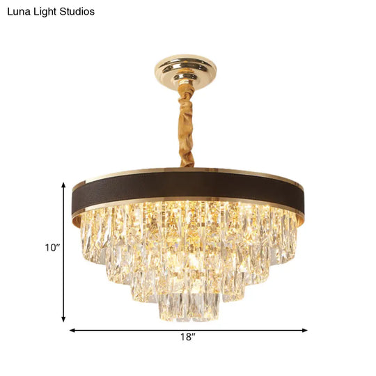 Tapered Clear Crystal Blocks Chandelier - Modern 8/10 Heads Suspension Lamp For Living Room 18/23.5