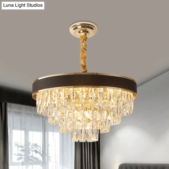 Tapered Clear Crystal Blocks Ceiling Chandelier - Modern 8/10 Heads Suspension Lamp 18’/23.5’ Width