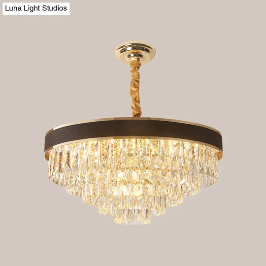 Tapered Clear Crystal Blocks Chandelier - Modern 8/10 Heads Suspension Lamp For Living Room 18/23.5