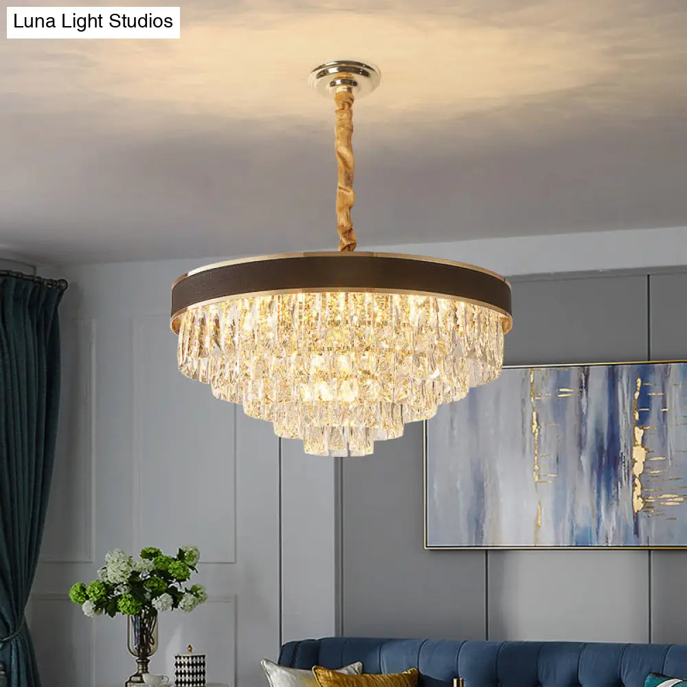 Tapered Clear Crystal Blocks Ceiling Chandelier - Modern 8/10 Heads Suspension Lamp 18’/23.5’ Width