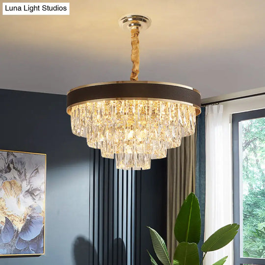 Tapered Clear Crystal Blocks Chandelier - Modern 8/10 Heads Suspension Lamp For Living Room 18/23.5