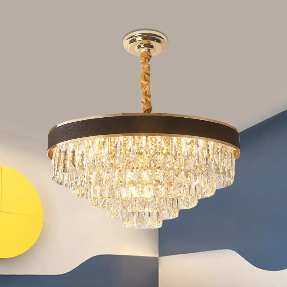 Tapered Clear Crystal Blocks Ceiling Chandelier - Modern 8/10 Heads Suspension Lamp 18’/23.5’