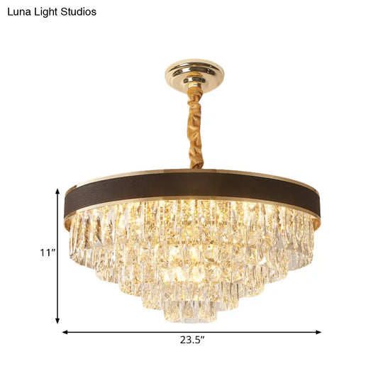 Tapered Clear Crystal Blocks Ceiling Chandelier - Modern 8/10 Heads Suspension Lamp 18’/23.5’ Width