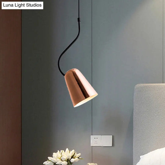 Copper Tapered Ceiling Light - Minimalist Iron Pendant With Curving Top