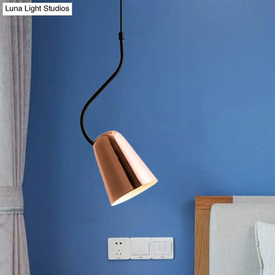 Copper Tapered Ceiling Light - Minimalist Iron Pendant With Curving Top