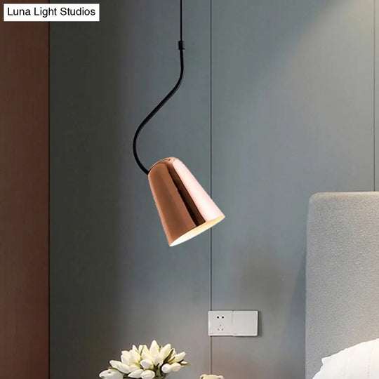 Tapered Copper Ceiling Light - Minimalist 1-Head Iron Pendant With Curved Top