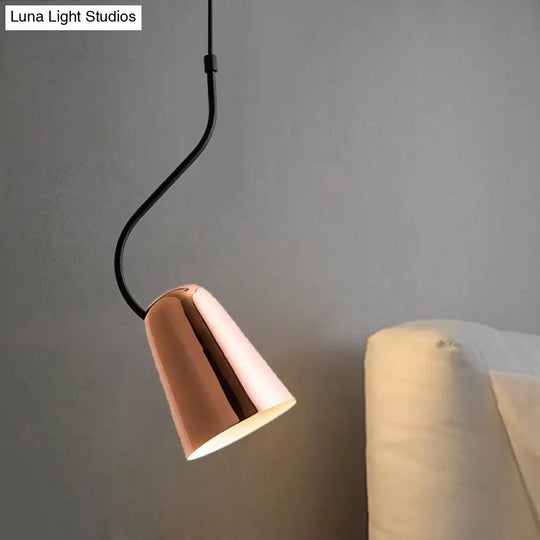 Copper Tapered Ceiling Light - Minimalist Iron Pendant With Curving Top