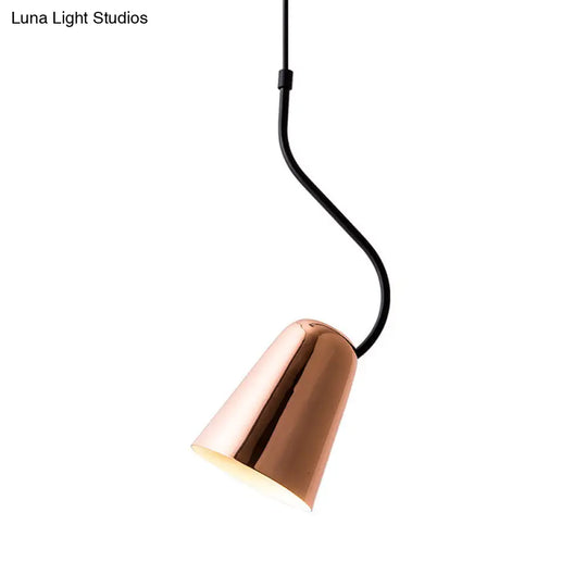 Tapered Copper Ceiling Light - Minimalist 1-Head Iron Pendant With Curved Top