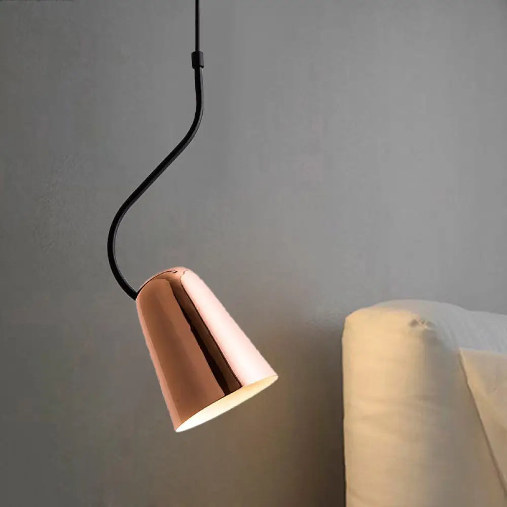 Tapered Copper Ceiling Light - Minimalist 1-Head Iron Pendant With Curved Top