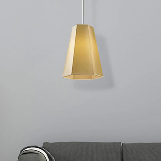 Tapered Fabric Hanging Light - Industrial Style Ceiling Pendant Fixture Beige