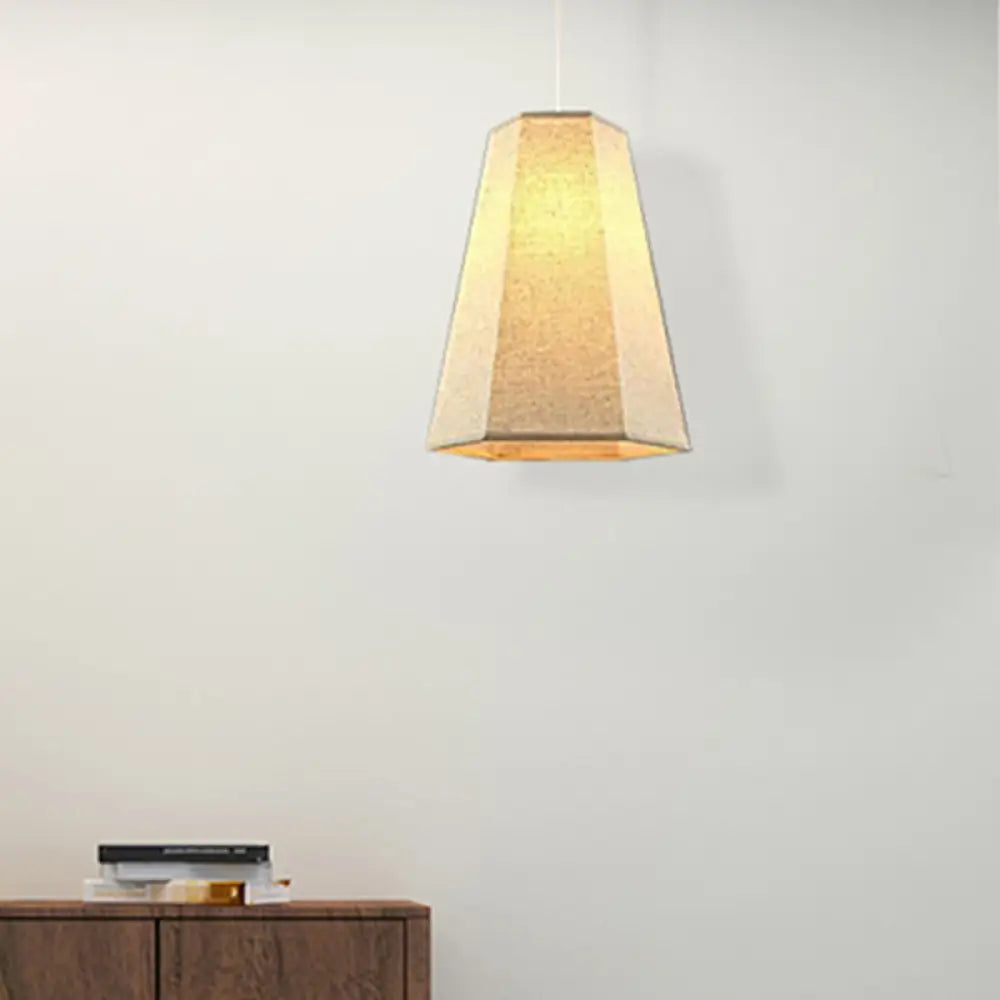 Tapered Fabric Hanging Light - Industrial Style Ceiling Pendant Fixture Flaxen