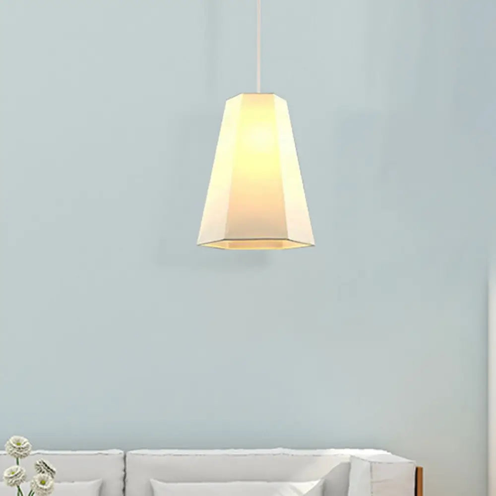 Tapered Fabric Hanging Light - Industrial Style Ceiling Pendant Fixture White