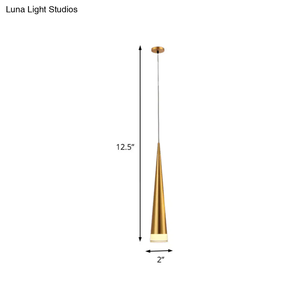 Tapered Hanging Lamp Kit: Simple Metal Black/Silver/Gold Pendant Light In Warm/White/Neutral