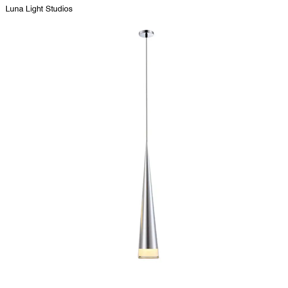 Tapered Hanging Lamp Kit: Simple Metal Black/Silver/Gold Pendant Light In Warm/White/Neutral